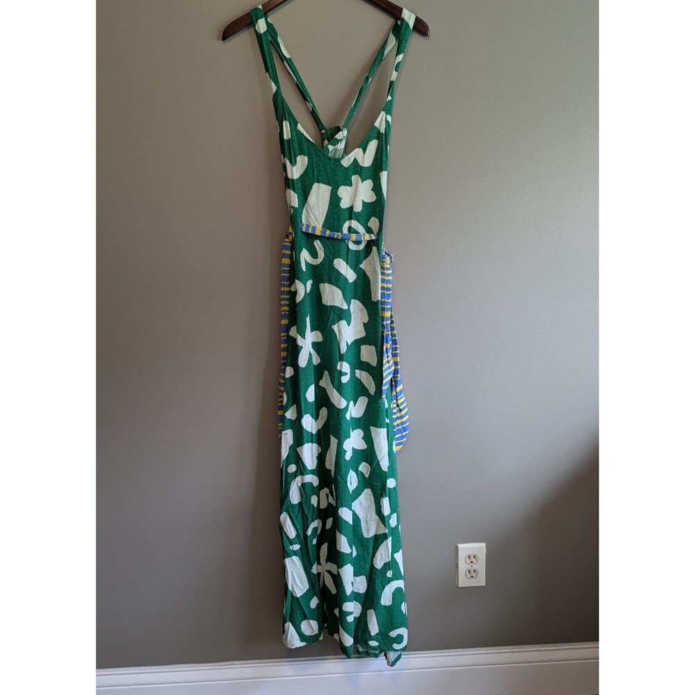 Anthropologie Alja Horvat Womens Small S Green White Abstract Print Maxi Dress
